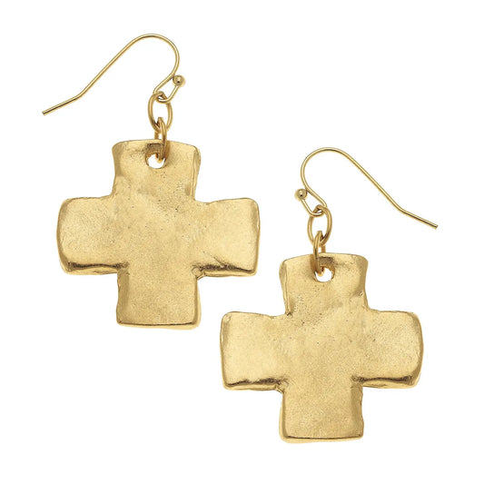 Gold Cross Earrings - Susan Shaw