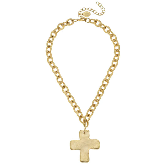 Gold Cross Large Necklace - Susan Shaw