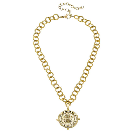 Gold Multi Cross Pendant On Loop Chain Necklace - Susan Shaw