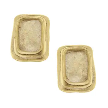 Gold Rectangle Earrings - Susan Shaw
