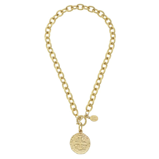 Gold Coin Toggle Necklace - Susan Shaw