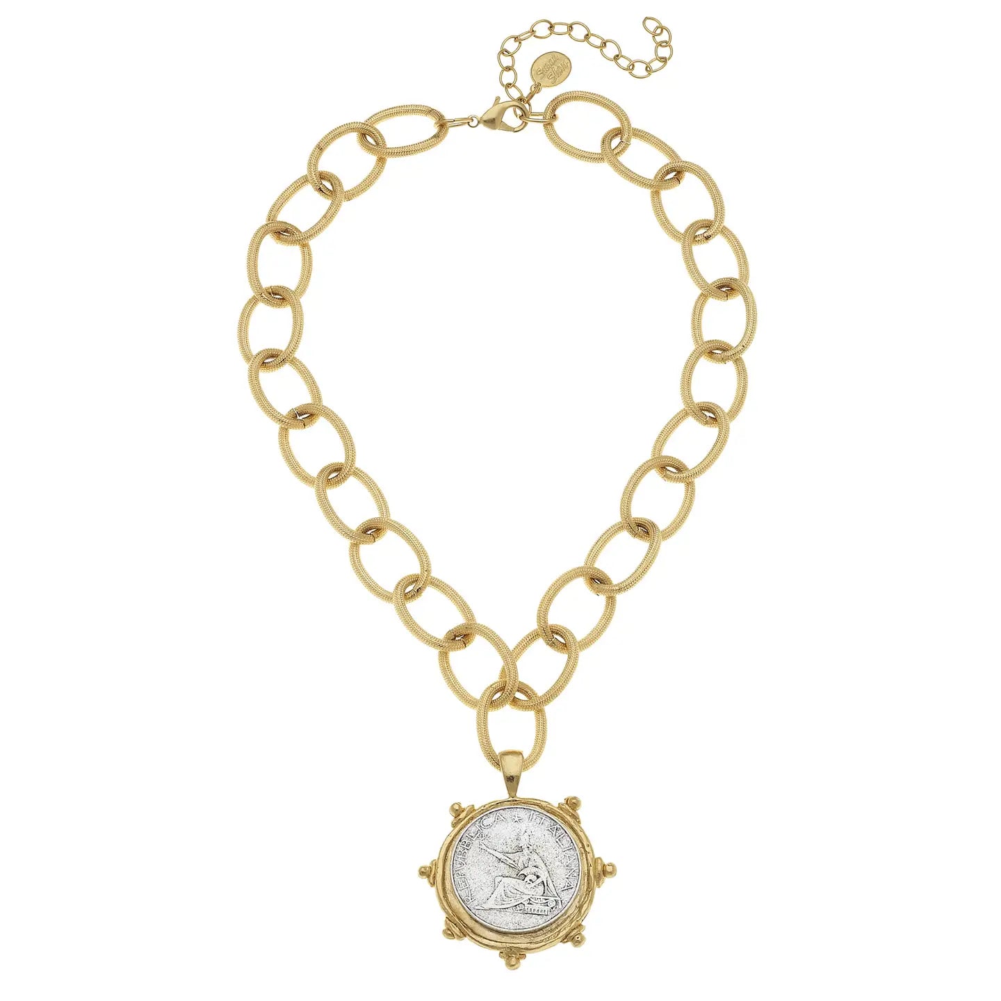Gold and Silver Italian Coin Chain Necklace - Susan Shaw