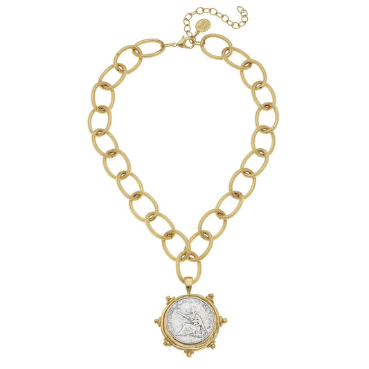 Gold and Silver Italian Coin Chain Necklace - Susan Shaw