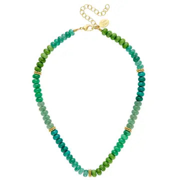 Green Jade & Gold Bead Necklace