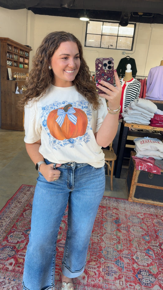 Blue Floral Pumpkin Tee