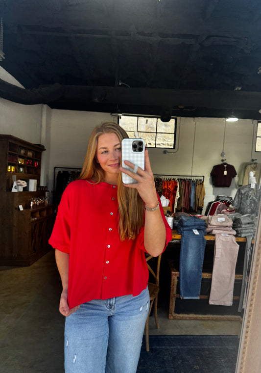 Cherry Button Down Tee