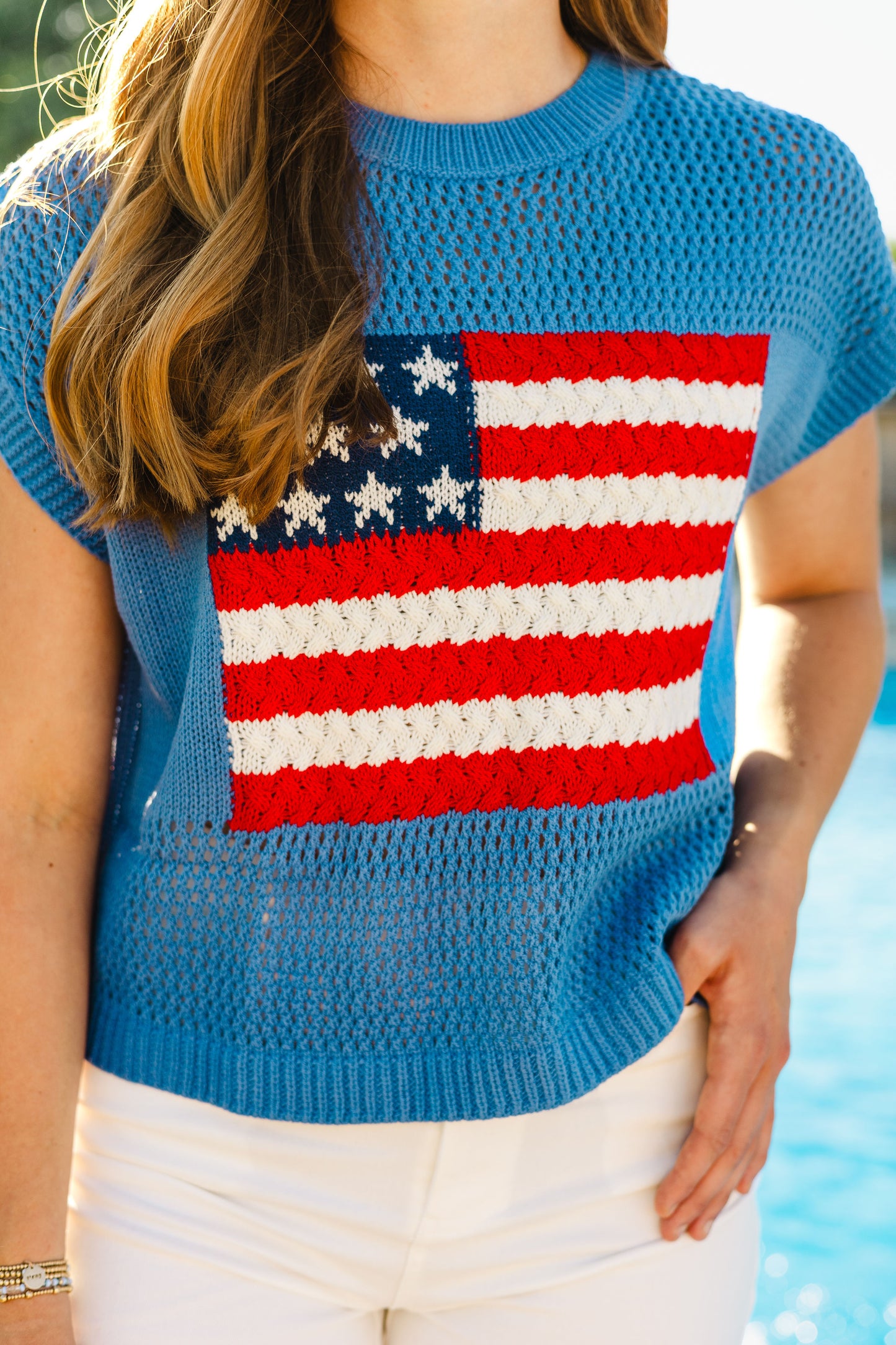 American Flag Sweater - Blue
