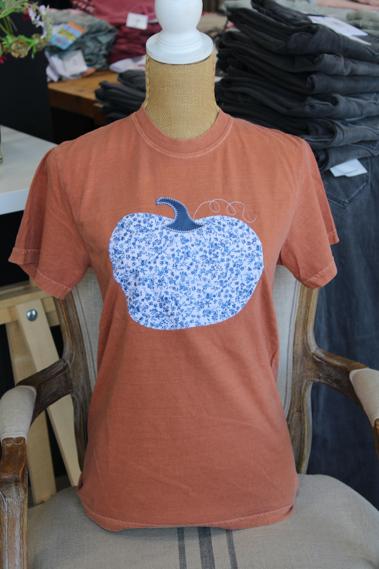 Orange Floral Pumpkin Tee