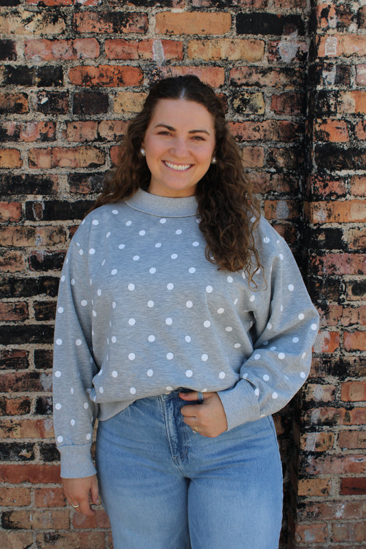 Penny Dot Mock Neck Pullover