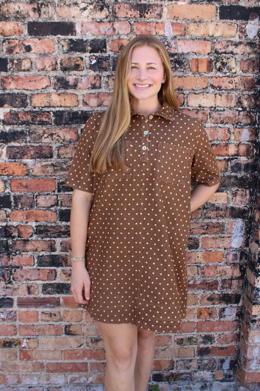 Polka Dot Denim Dress