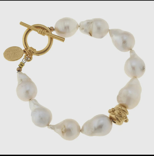 Large Baroque Pearl Toggle Bracelet