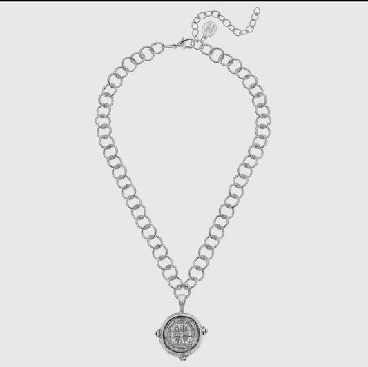 Silver St Benedict Cross Necklace - Susan Shaw