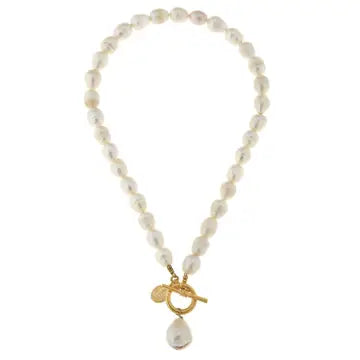 Large Genuine Freshwater Pearl Front Toggle Necklace - Susan Shaw