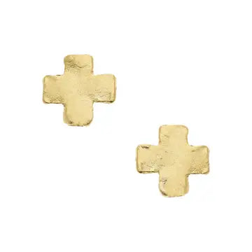 Mini Gold Cross Earrings - Susan Shaw