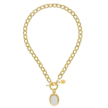Mother of Pearl Cabochon Toggle Necklace - Susan Shaw