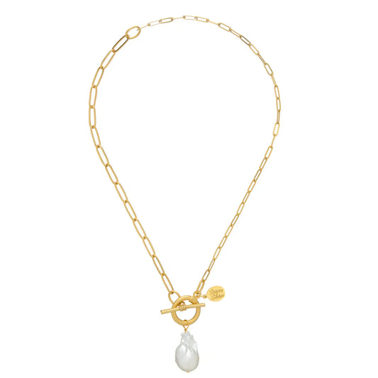 Paperclip Baroque Pearl Toggle Necklace - Susan Shaw