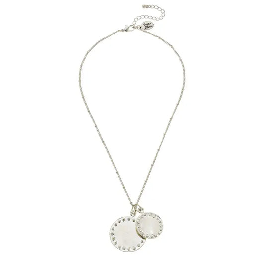 Silver Double Coin Dot Necklace - Susan Shaw