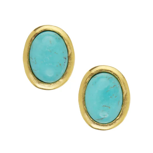 Turquoise Cabochon Earrings -Susan Shaw