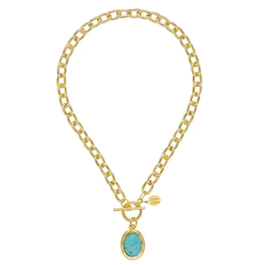 Turquoise Cabochon Toggle Necklace - Susan Shaw