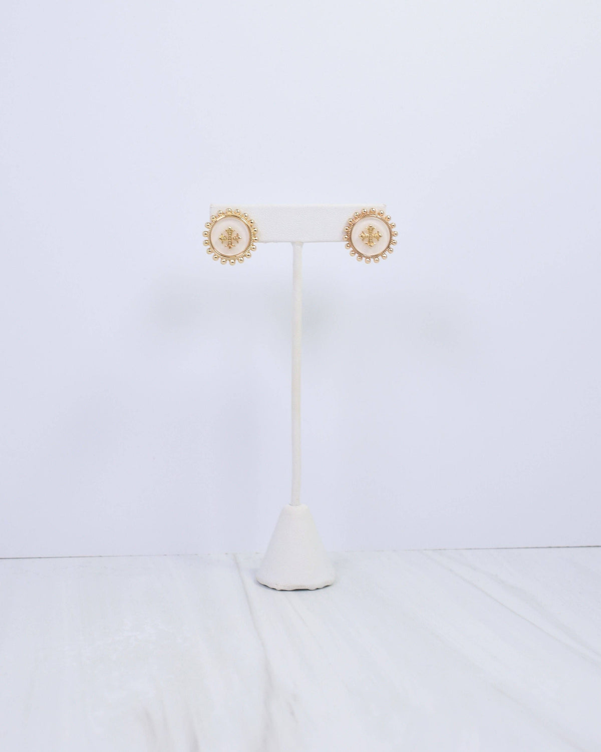 Kempsey Coin Stud Earring White