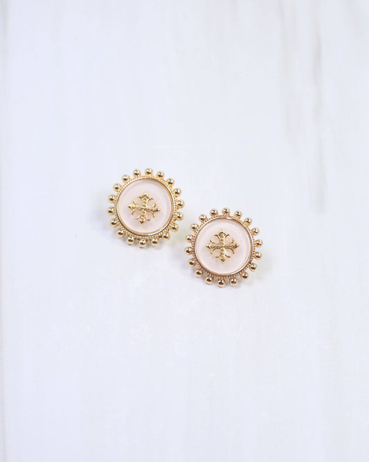 Kempsey Coin Stud Earring White