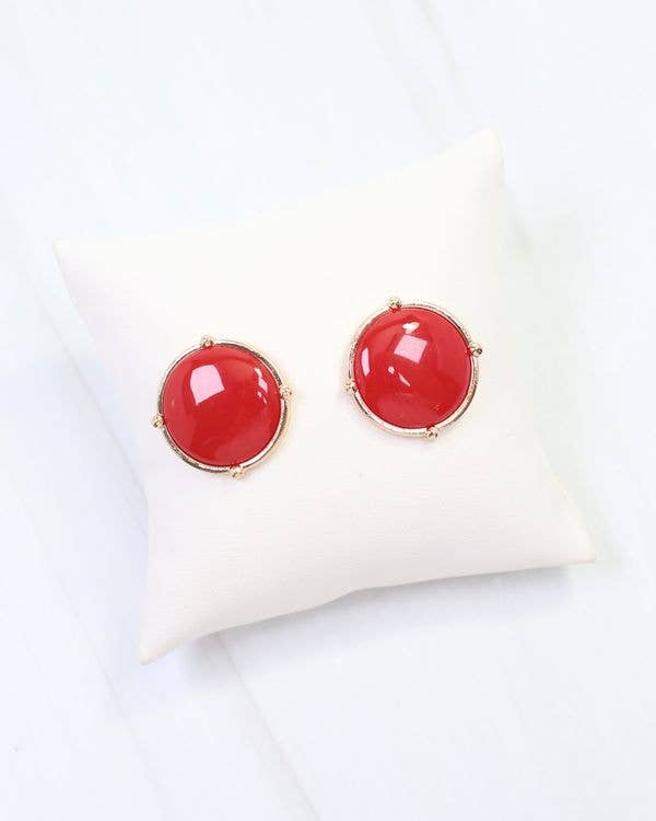 Florissant Round Post Earring Red
