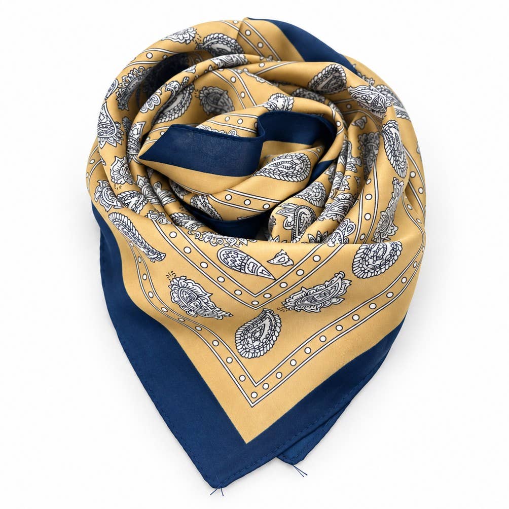 Oversized Paisley Border Print Square Scarf