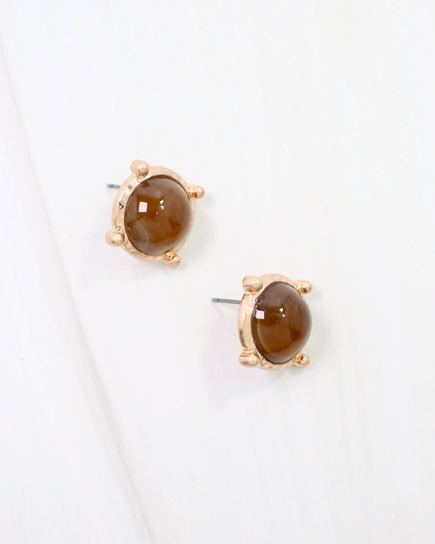 Florissant Round Post Earring Brown