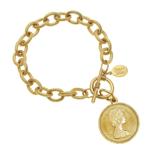 Queen Elizabeth II Coin Chain Bracelet - Susan Shaw