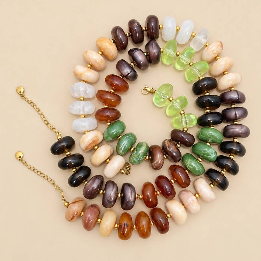 MULTI IRREGULAR BEADED NECKLACE