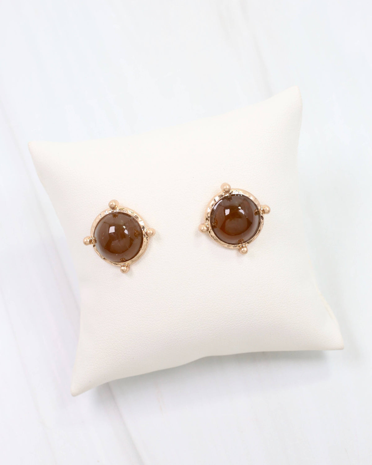 Florissant Round Post Earring Brown