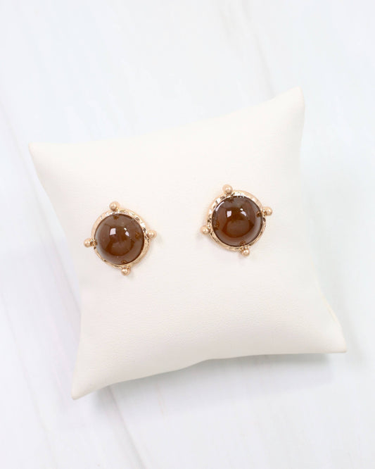 Florissant Round Post Earring Brown