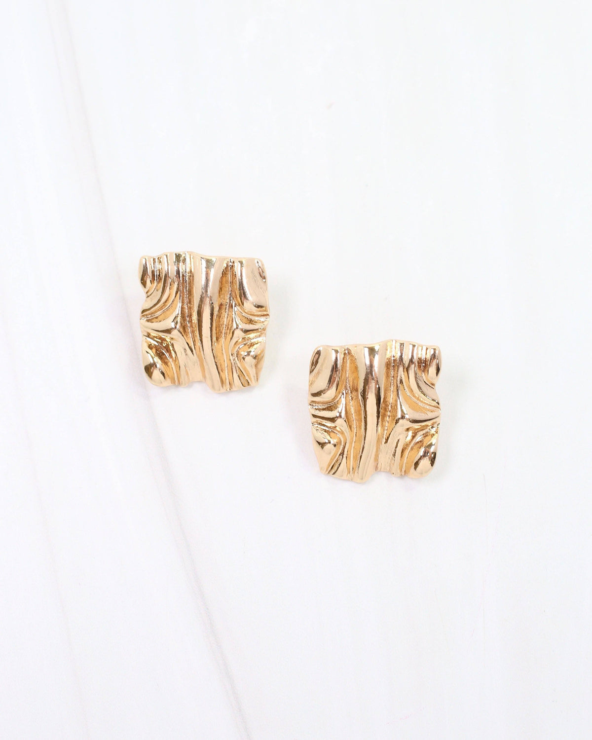 Claremore Textured Square Post Earring Gold