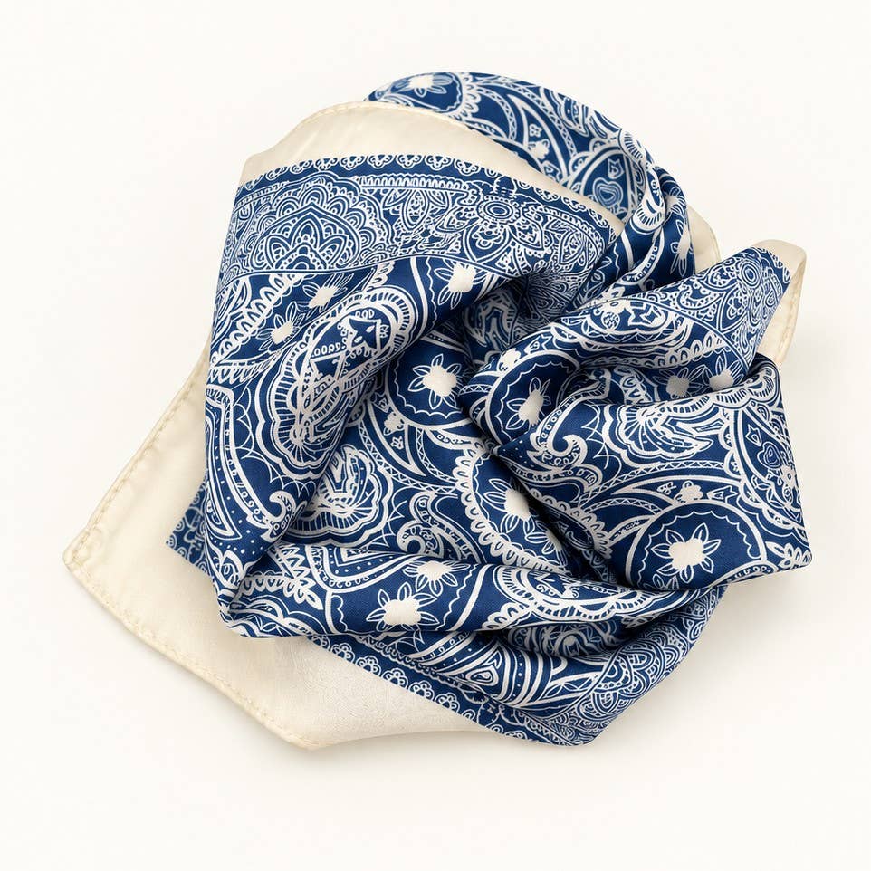 Elegant Classic Paisley Satin Square Scarf