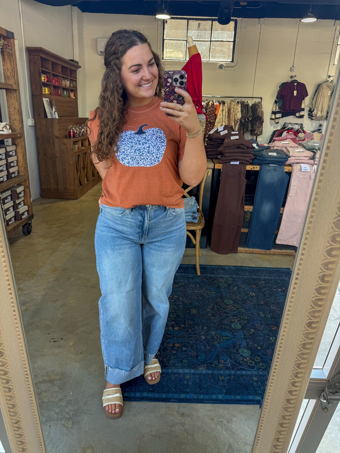 Orange Floral Pumpkin Tee